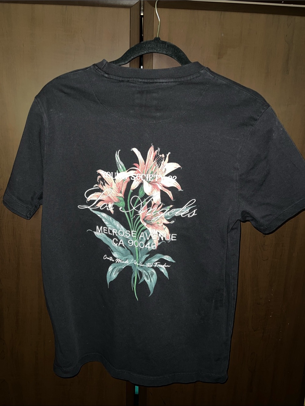 Society Black Short Sleeve Tee with White Chest Script